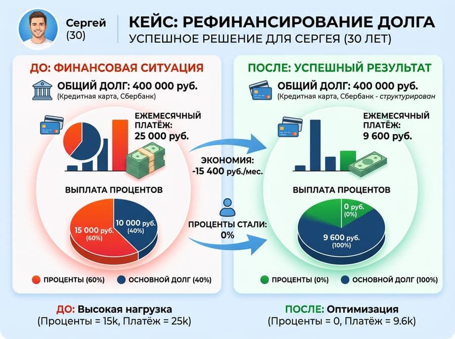 Инфографика кейса: Сергей, 30